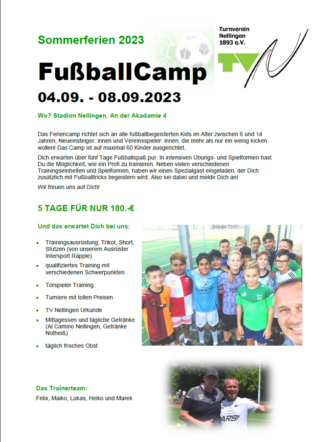 Einladung zum Fußballcamp 2023