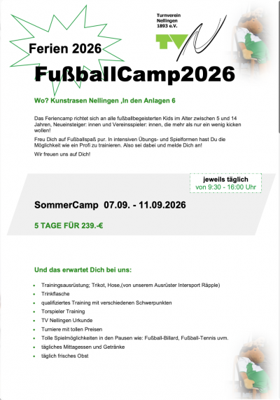 Fußballcamp 2026 – Sommerferien beim TV Nellingen