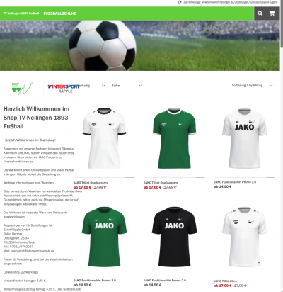 Neue JAKO-Kollektion im Teamshop des TV Nellingen Fußball