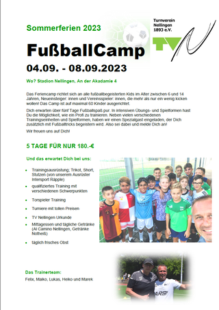 Fünf Tage Fußballspaß pur beim TVN Fußballcamp